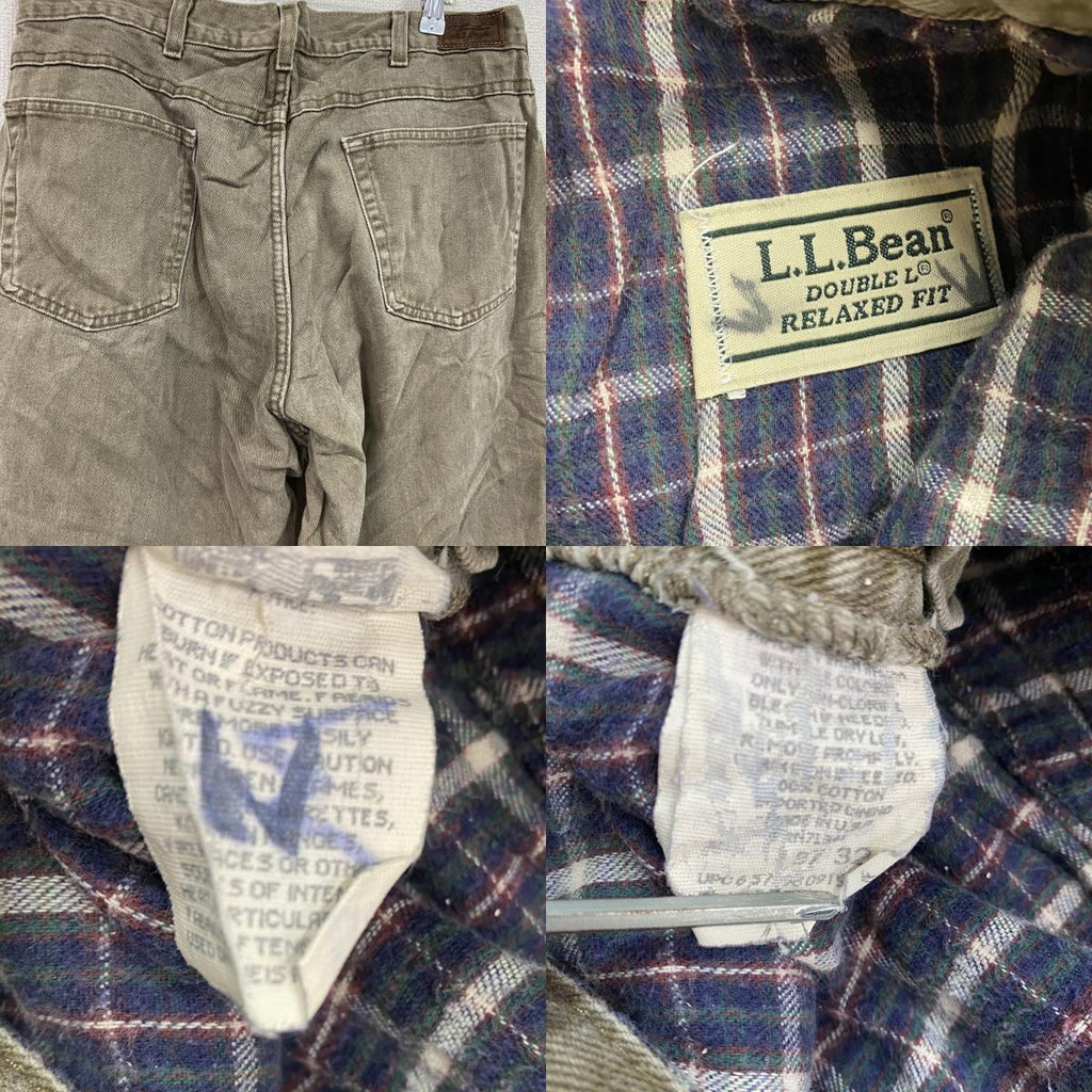 ～00s　L.L.Bean　エルエルビーン　デニムパンツ/ジーンズ　ジップフライ　革パッチ　ネル生地ライナー　茶色　ブラウン　W37サイズ