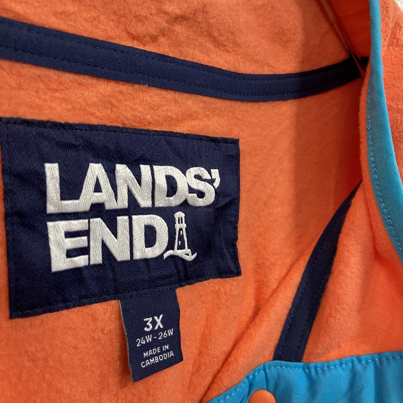 LAND’S END　ランズエンド　シンチラスナップTタイプ　フリースジャケット/ボアジャケット　ピンク　オレンジ　3XL