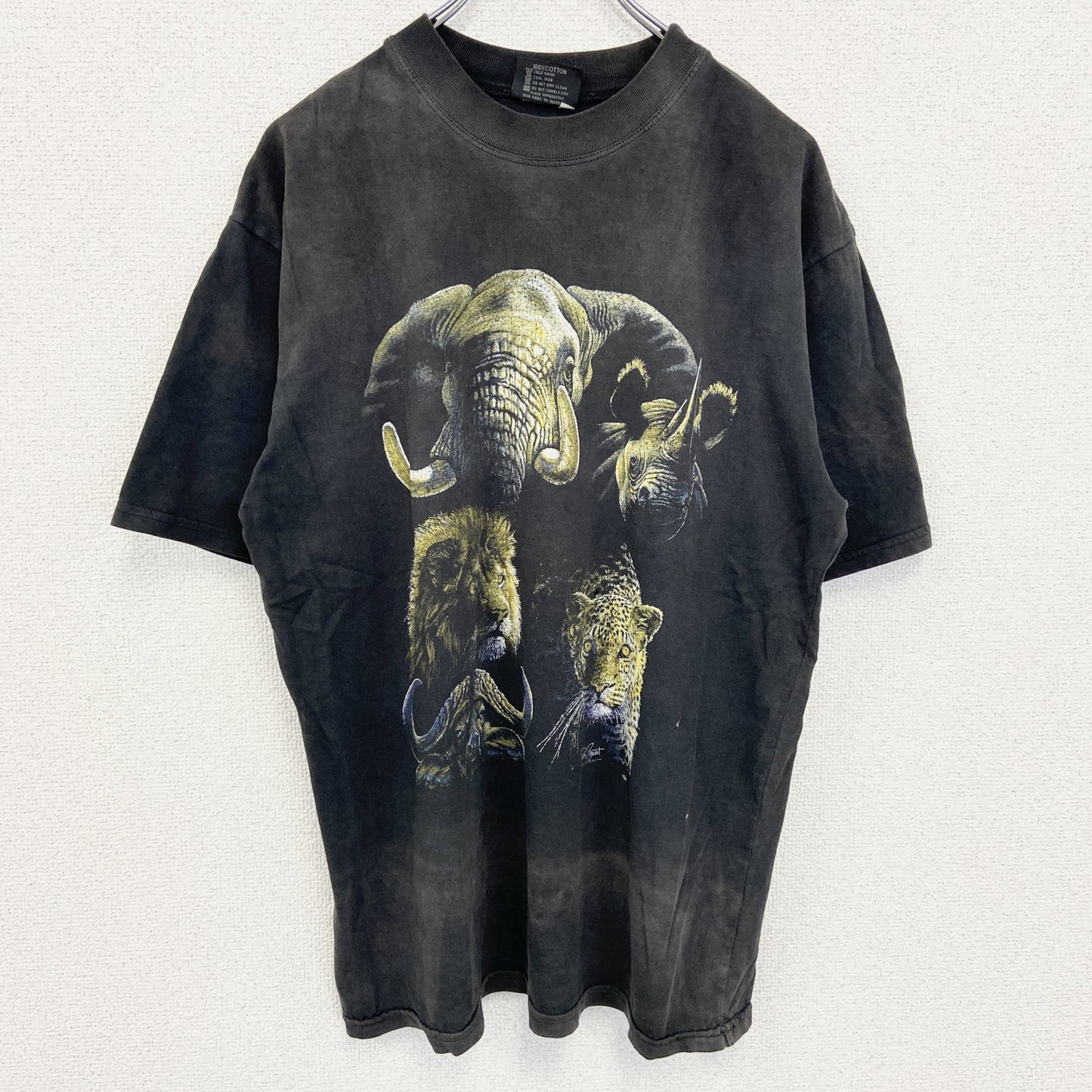 古着 used　EVERYTHING ETHNIC　半袖アニマルプリントTシャツ　ヴィンテージ　クルーネック　Mサイズ