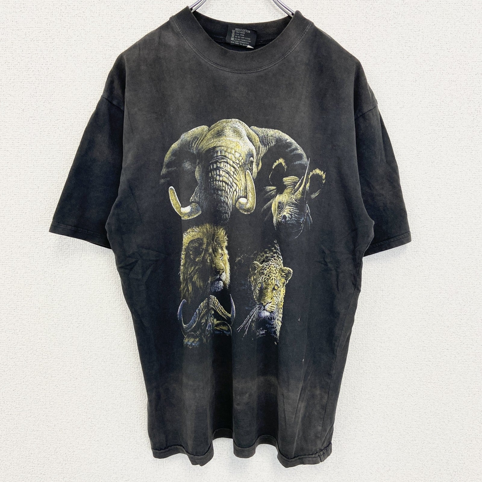 古着 used　EVERYTHING ETHNIC　半袖アニマルプリントTシャツ　ヴィンテージ　クルーネック　Mサイズ