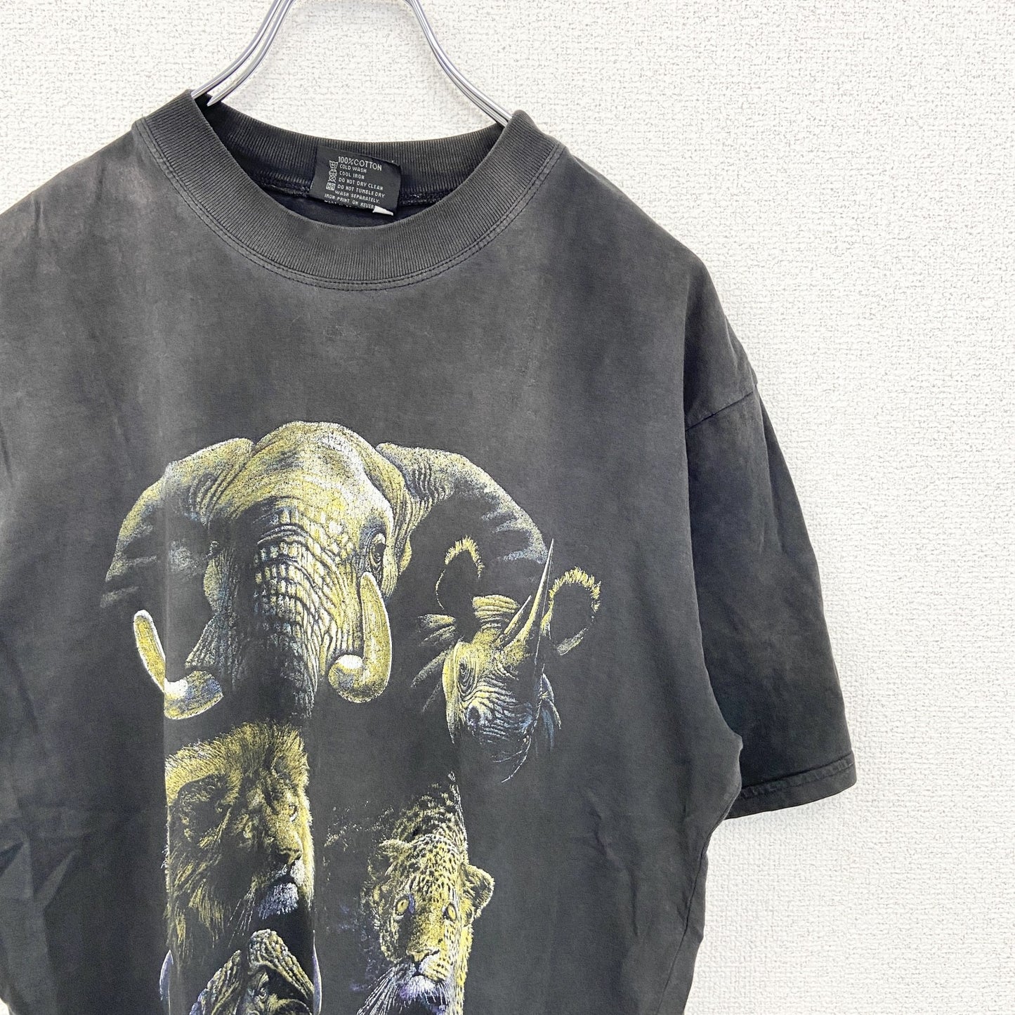 古着 used　EVERYTHING ETHNIC　半袖アニマルプリントTシャツ　ヴィンテージ　クルーネック　Mサイズ