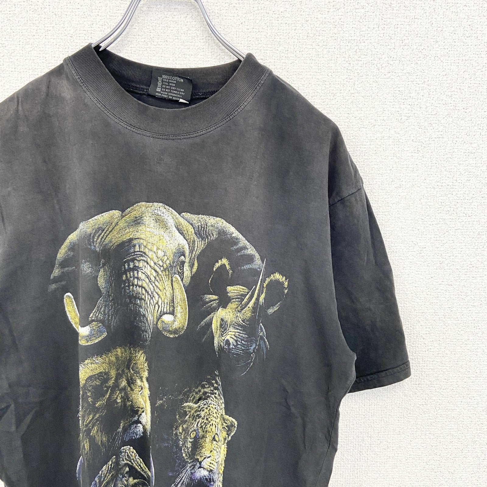 古着 used　EVERYTHING ETHNIC　半袖アニマルプリントTシャツ　ヴィンテージ　クルーネック　Mサイズ