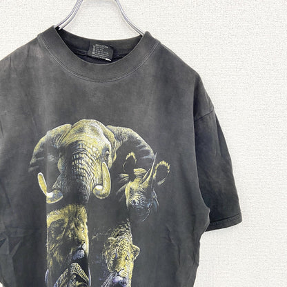 古着 used　EVERYTHING ETHNIC　半袖アニマルプリントTシャツ　ヴィンテージ　クルーネック　Mサイズ