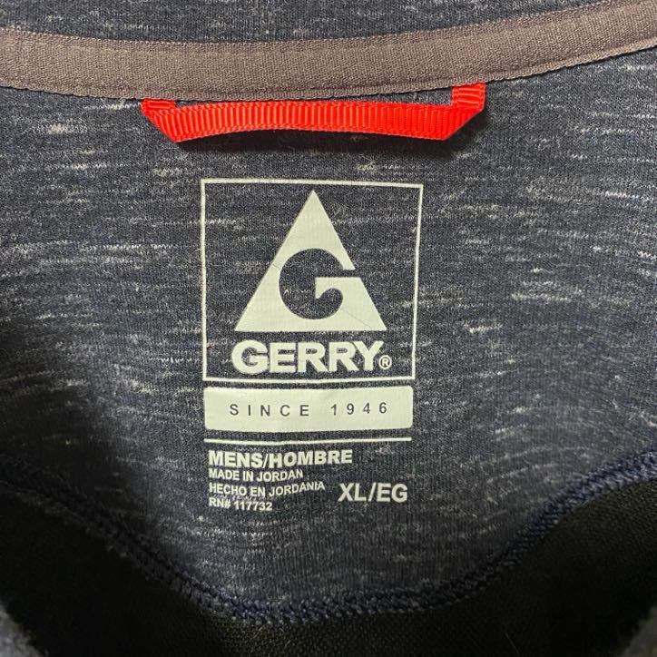 古着 used　GERRY　長袖霜降り柄スウェット　トレーナー　シンプルデザイン　Vガゼット　ビッグシルエット　XLサイズ