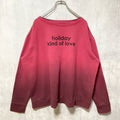 古着 used　peace love world　長袖グラデーションロゴプリントスウェット　トレーナー　赤　レトロ　XLサイズ
