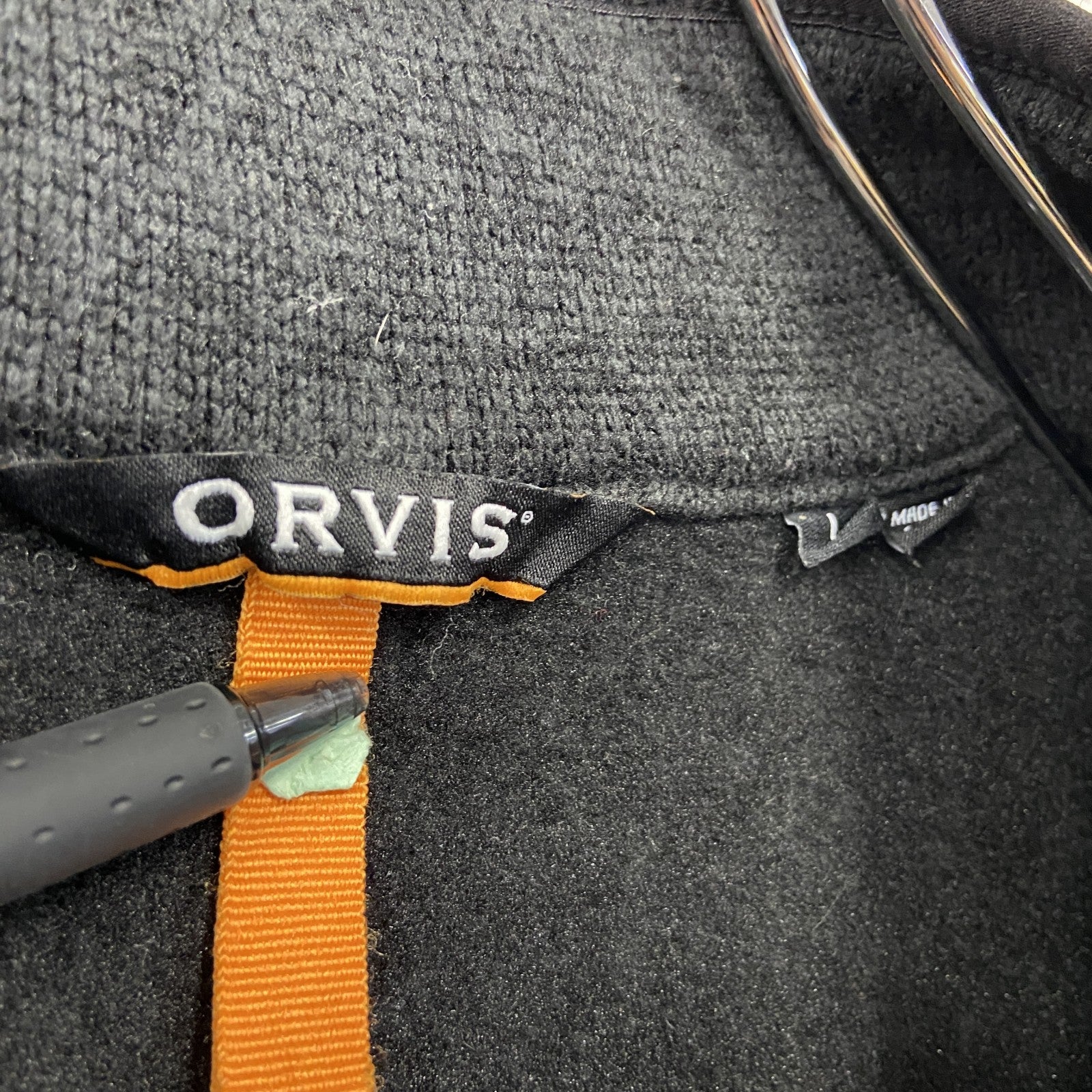 ORVIS　オービス　フリースベスト/ボアベスト　胸ポケット付き　黒　ブラック　Lサイズ