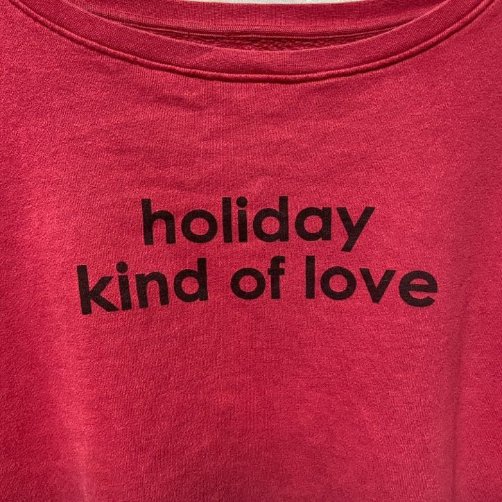 古着 used　peace love world　長袖グラデーションロゴプリントスウェット　トレーナー　赤　レトロ　XLサイズ