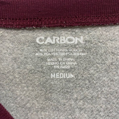 古着 used　CARBON　長袖プリントスウェット　ラグランスリーブトレーナー　カリフォルニア　グレー　ワインレッド　Mサイズ