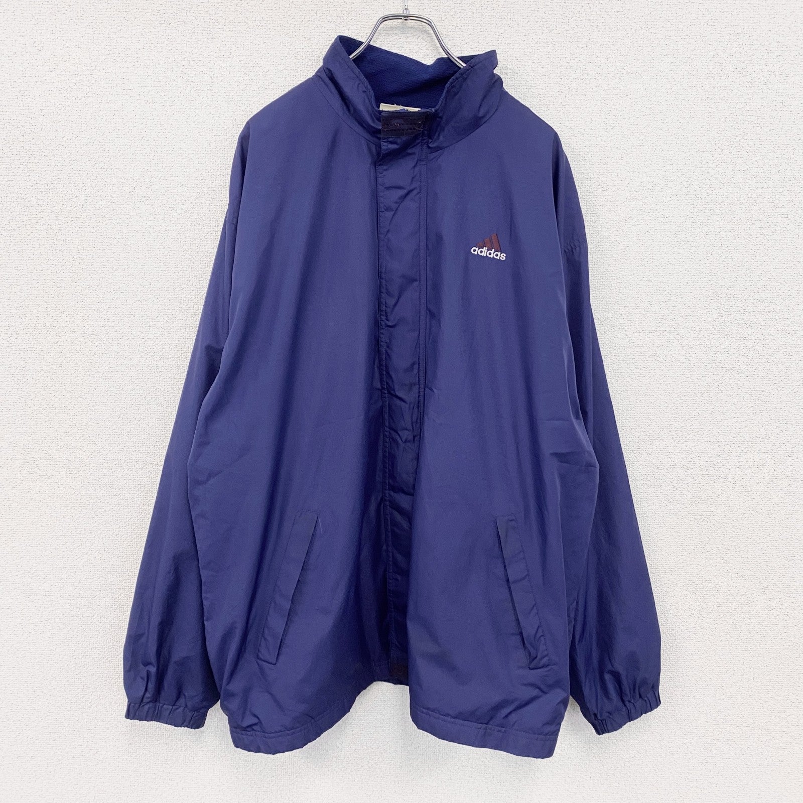 90s　adidas　アディダス　フルジップジャケット　ウィンドブレーカー　ヴィンテージ　ネイビー　2XLサイズ