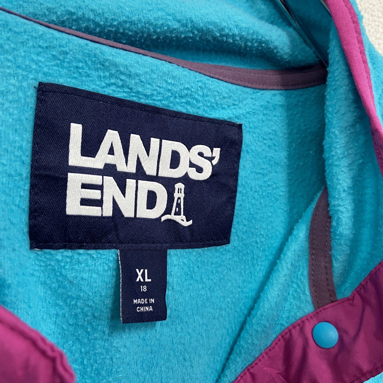 LAND’S END　ランズエンド　シンチラスナップTタイプ　フリースジャケット/ボアジャケット　ブルー　青　XL