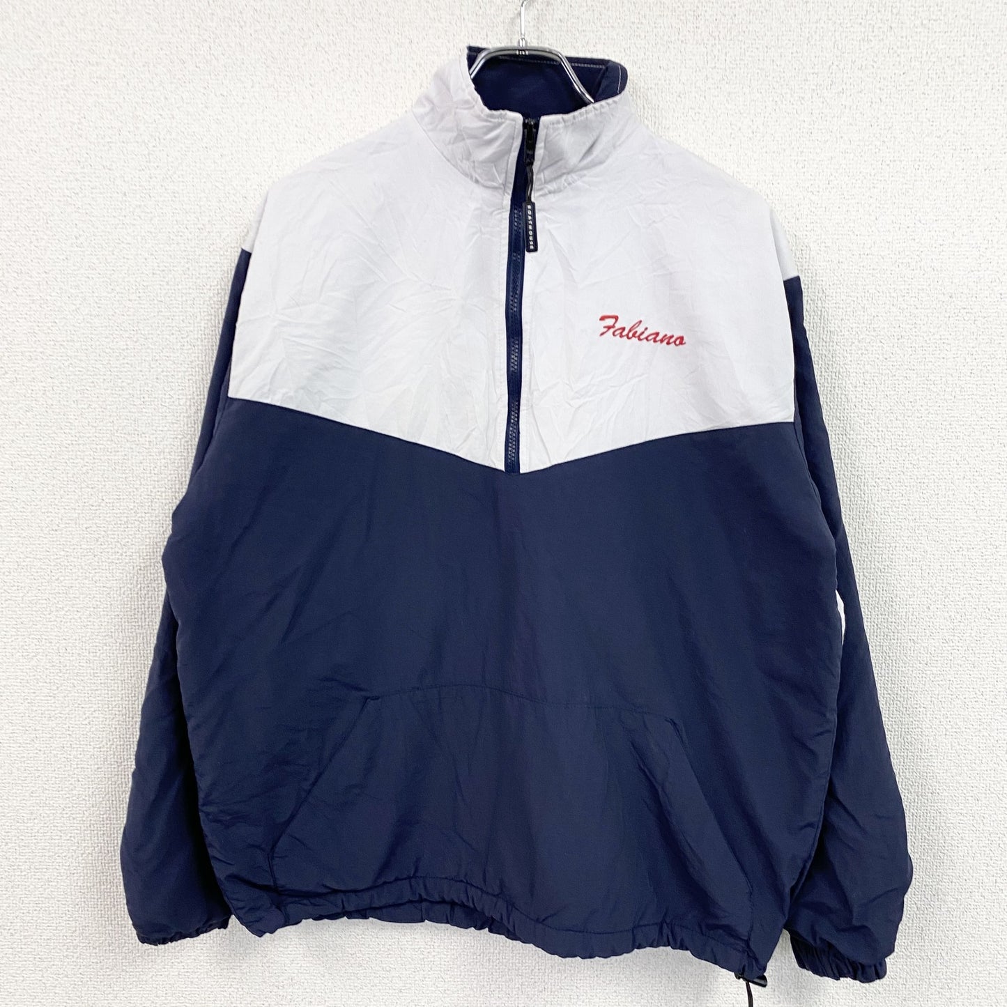 BOATHOUSE　ハーフジップナイロンプルオーバージャケット　白　ホワイト　紺　ネイビー　Mサイズ