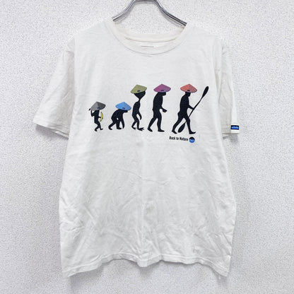 KAVU　カブー　半袖プリントTシャツ　バックトゥネイチャー　白　ホワイト　Lサイズ
