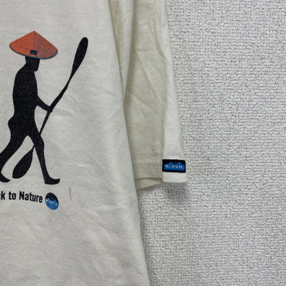 KAVU　カブー　半袖プリントTシャツ　バックトゥネイチャー　白　ホワイト　Lサイズ