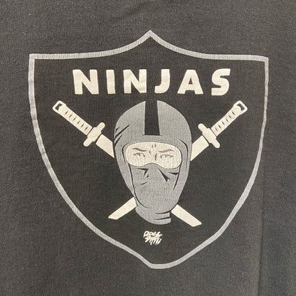 古着 used　ROCKSMITH　長袖プリントスウェット　トレーナー　NINJAS　忍者　ブラック　オーバーサイズ　XLサイズ