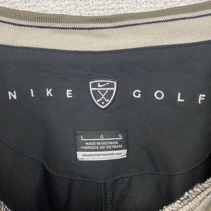 古着 used　NIKEGOLF ナイキゴルフ　長袖ナイロンプルオーバー　刺繡デザイン　スウッシュロゴ　黒　Vネック　Mサイズ