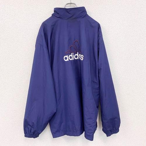 90s　adidas　アディダス　フルジップジャケット　ウィンドブレーカー　ヴィンテージ　ネイビー　2XLサイズ