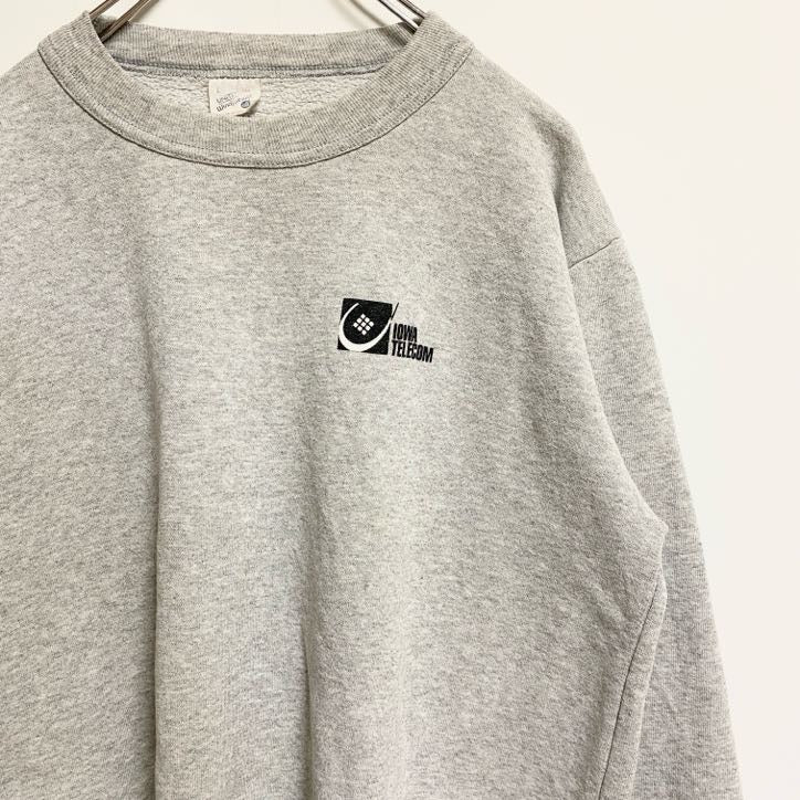 古着 used　UNITE Windjammer　長袖ワンポイントロゴプリントスウェット　クルーネックトレーナー　グレー　秋冬服