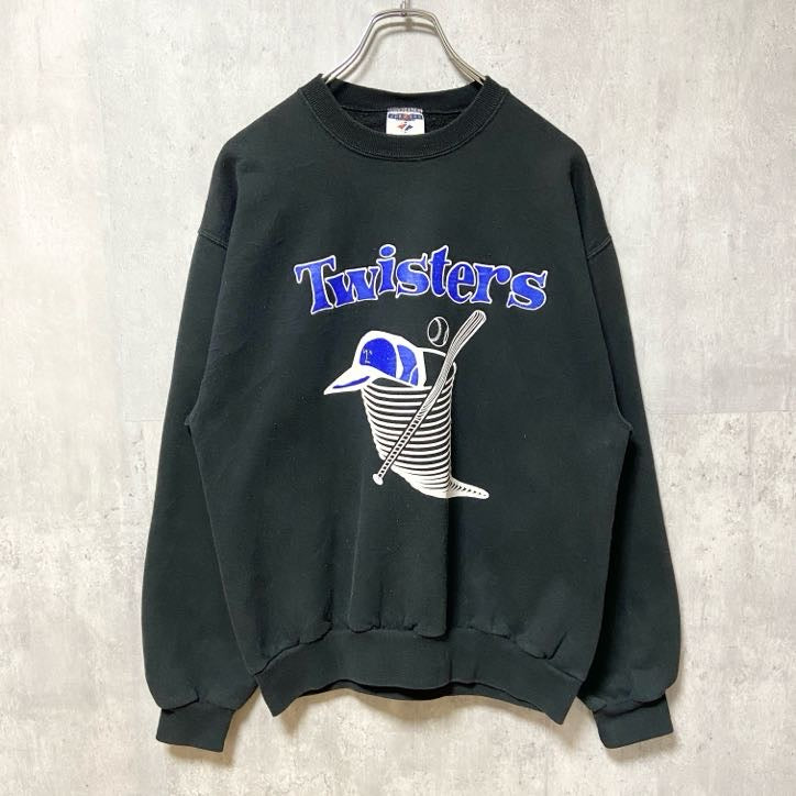 古着 used　JERZEES ジャージーズ　長袖プリントスウェット　トレーナー　Twisters　野球　USA製　黒　Mサイズ