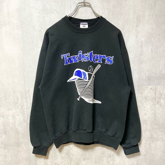古着 used　JERZEES ジャージーズ　長袖プリントスウェット　トレーナー　Twisters　野球　USA製　黒　Mサイズ