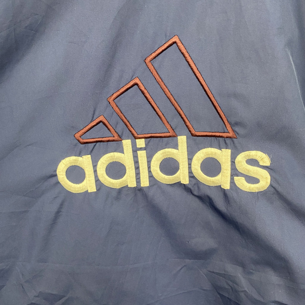 90s　adidas　アディダス　フルジップジャケット　ウィンドブレーカー　ヴィンテージ　ネイビー　2XLサイズ
