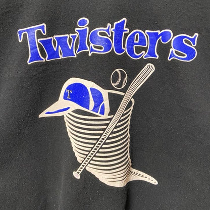 古着 used　JERZEES ジャージーズ　長袖プリントスウェット　トレーナー　Twisters　野球　USA製　黒　Mサイズ