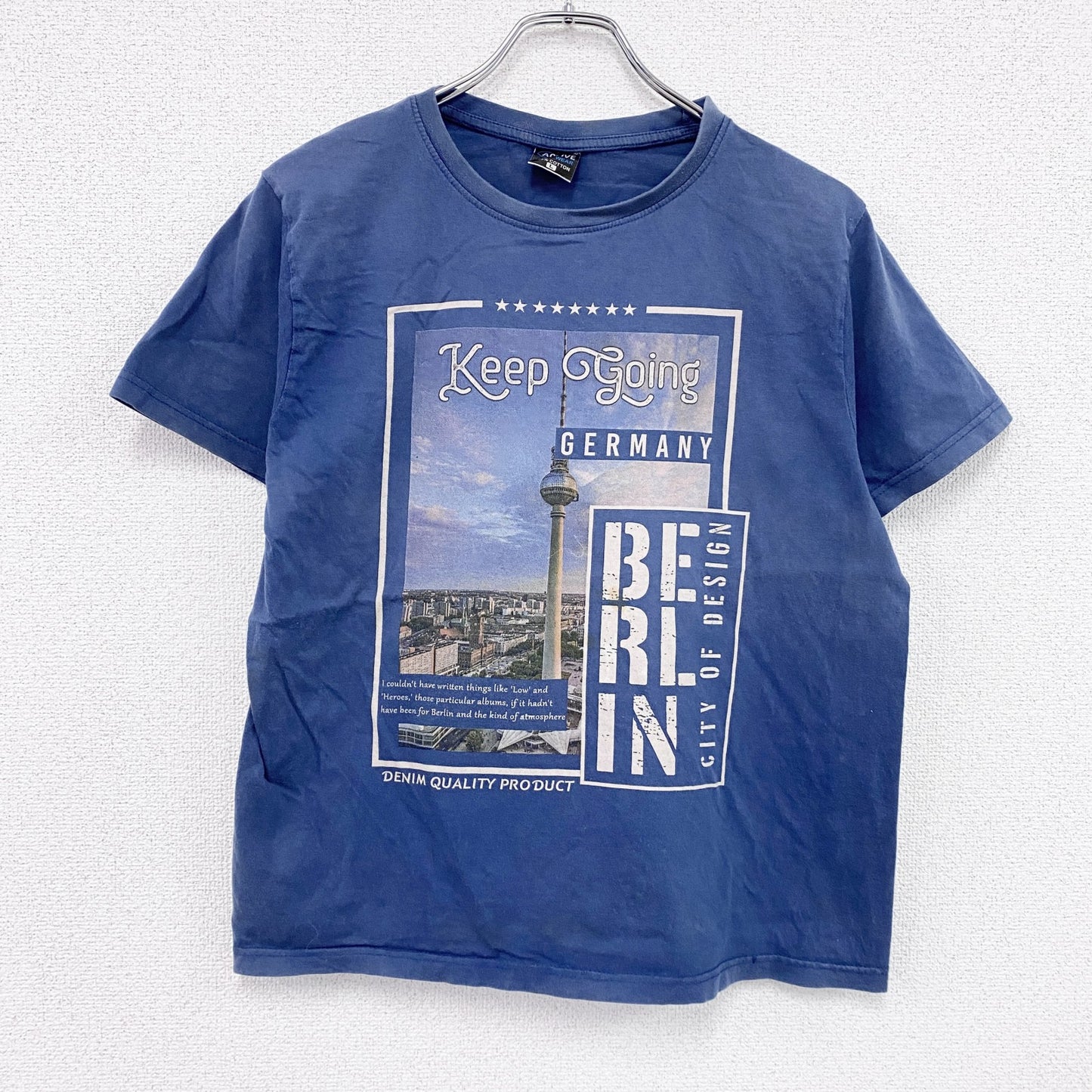 ACTIVE　アクティブ　半袖プリントTシャツ　ベルリンプリント　青　ブルー　Lサイズ