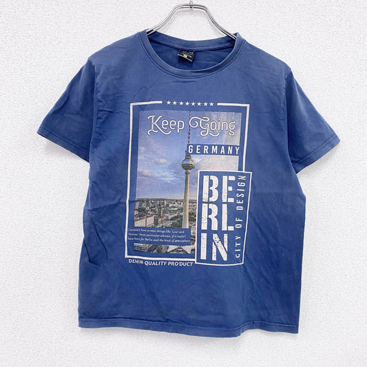 ACTIVE　アクティブ　半袖プリントTシャツ　ベルリンプリント　青　ブルー　Lサイズ