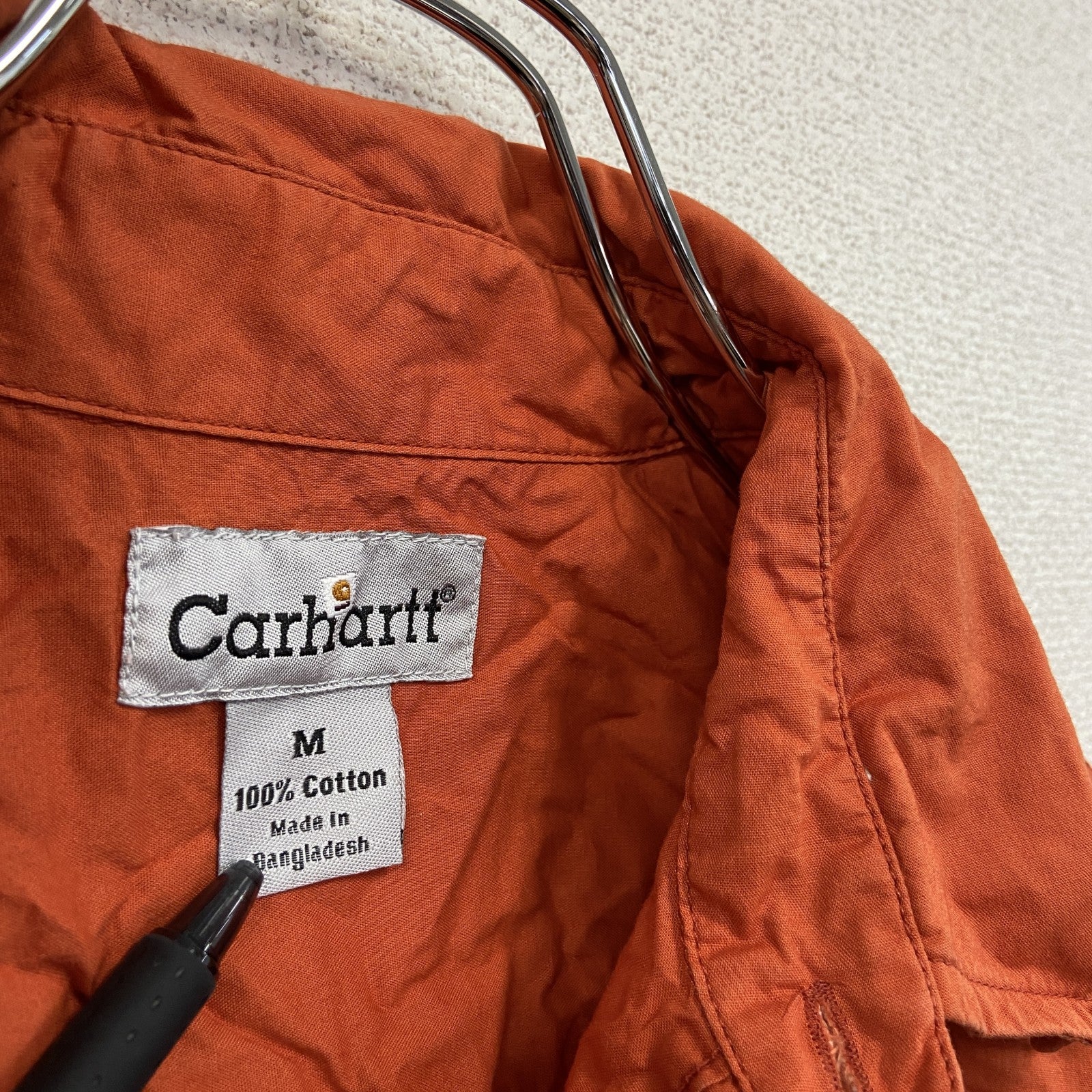 Carhartt　カーハート　半袖ボタンダウンシャツ　ダブルポケット　オレンジ　Mサイズ