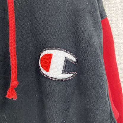 Champion　チャンピオン　スウェットパーカー/フーディー　バイカラー　黒　ブラック　赤　レッド　Lサイズ