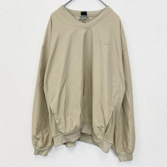 古着 used　C9 by Champion 　長袖ナイロンプルオーバー　ワンポイント刺　ノームコア　ベージュ　XXLサイズ