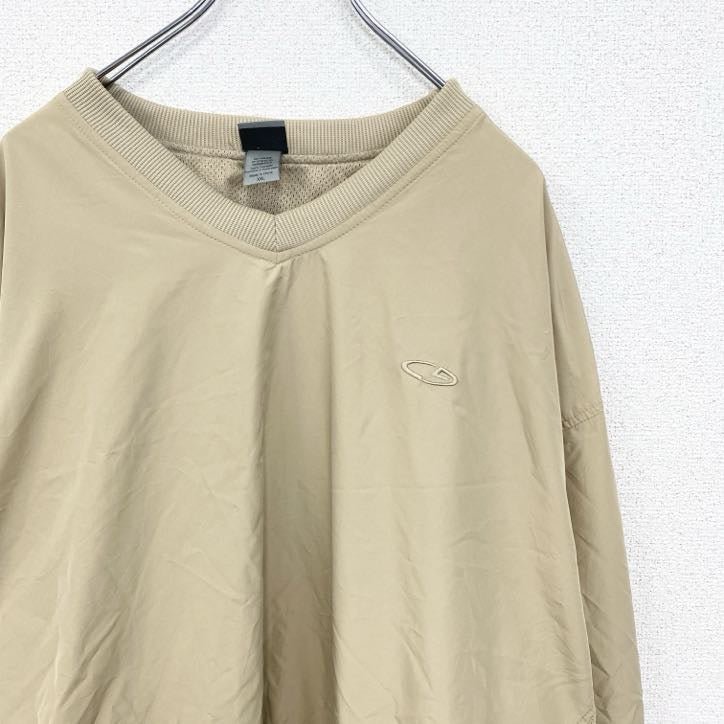 古着 used　C9 by Champion 　長袖ナイロンプルオーバー　ワンポイント刺　ノームコア　ベージュ　XXLサイズ