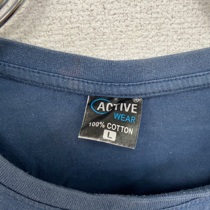 ACTIVE　アクティブ　半袖プリントTシャツ　ベルリンプリント　青　ブルー　Lサイズ