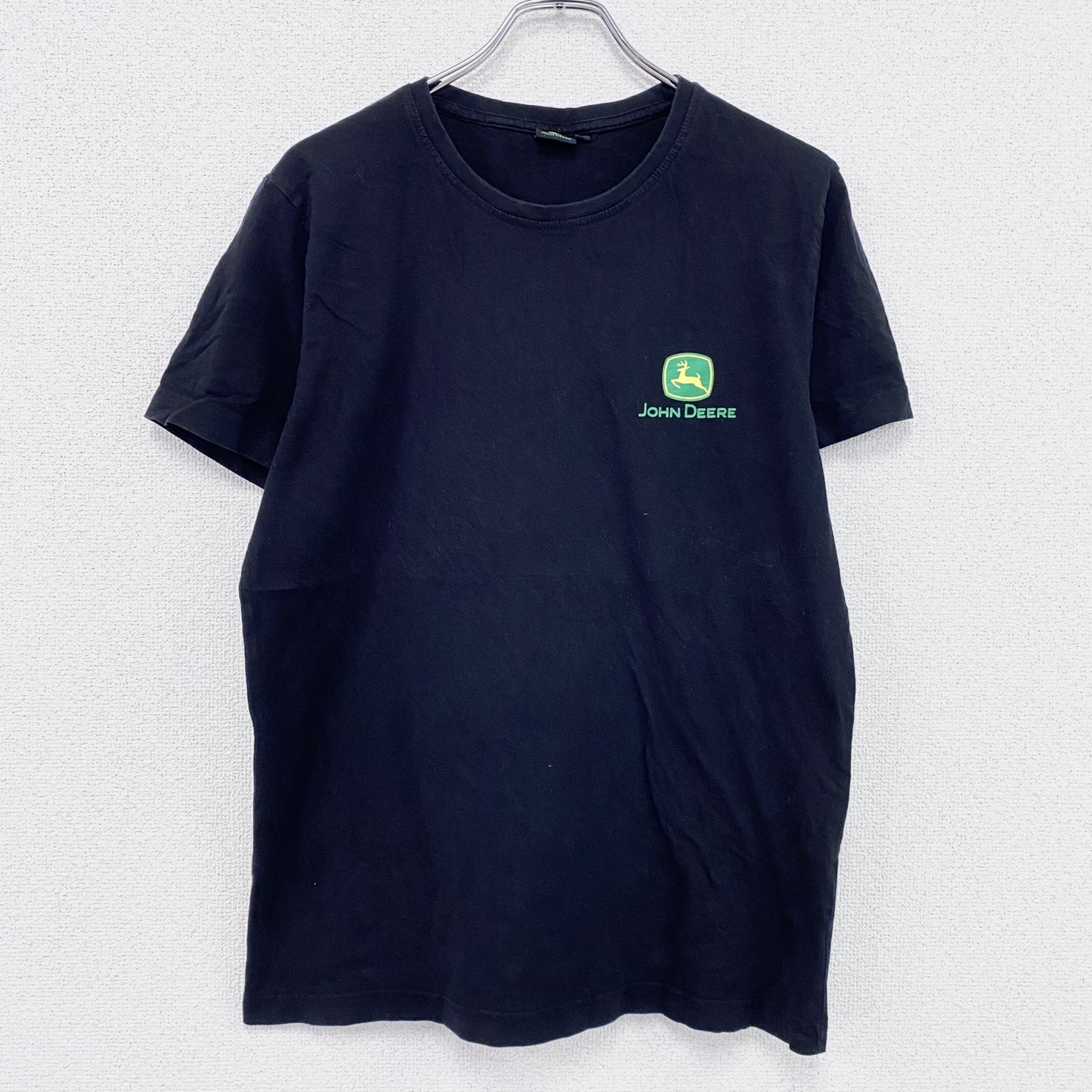 John Deere　ジョンディア　半袖プリントTシャツ　企業T　黒　ブラック　Lサイズ