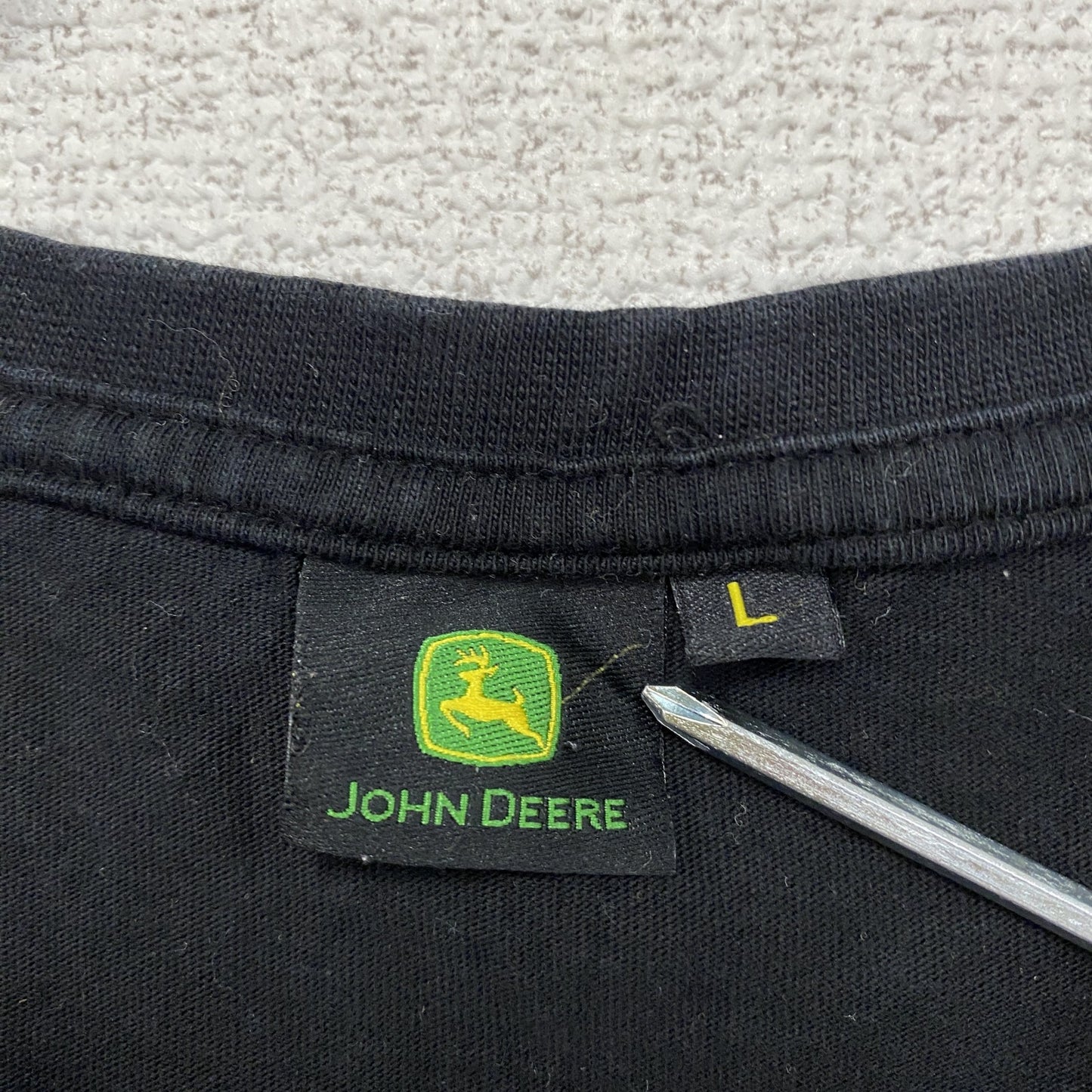 John Deere　ジョンディア　半袖プリントTシャツ　企業T　黒　ブラック　Lサイズ