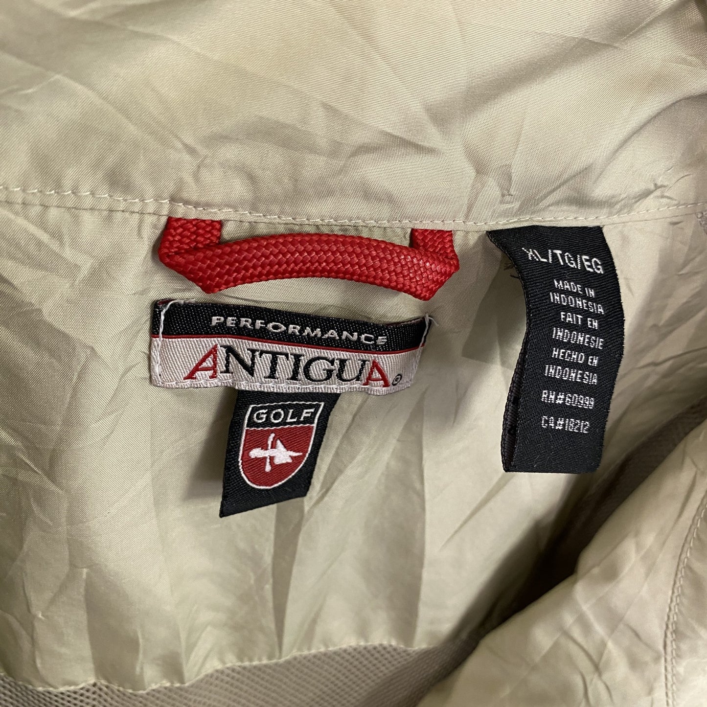 ANTIGUA　ハーフジップ半袖プルオーバージャケット　バイカラー　ベージュ　XLサイズ