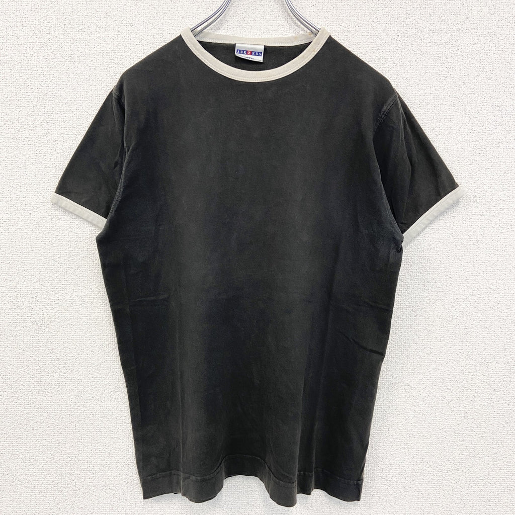 古着 used　JERZEES ジャージーズ　半袖リンガーTシャツ　バックプリント　バイク　黒　ブラック　Mサイズ