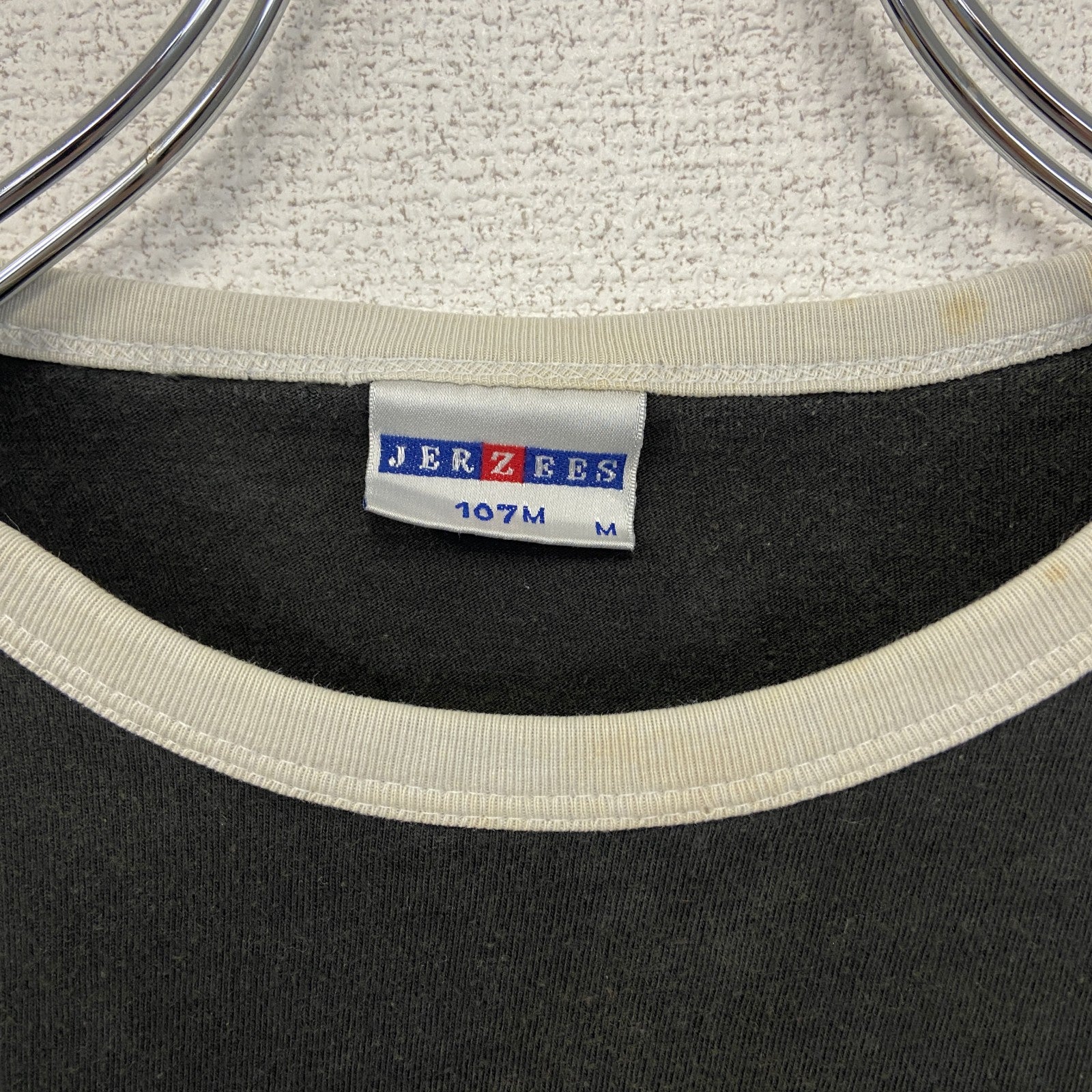 古着 used　JERZEES ジャージーズ　半袖リンガーTシャツ　バックプリント　バイク　黒　ブラック　Mサイズ
