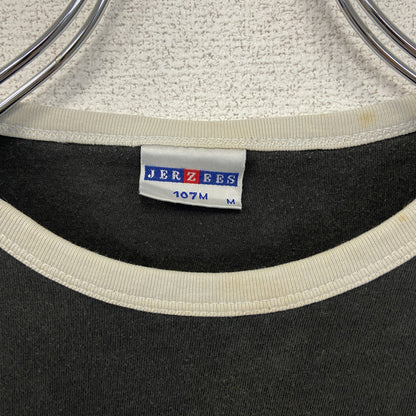 古着 used　JERZEES ジャージーズ　半袖リンガーTシャツ　バックプリント　バイク　黒　ブラック　Mサイズ