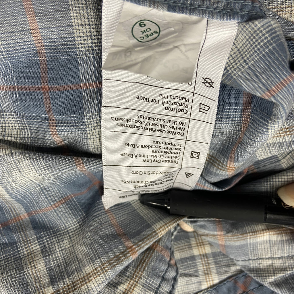 Carhartt　カーハート　半袖ボタンダウンシャツ　ダブルポケット　オンブレチェック　ブルー　青　Sサイズ