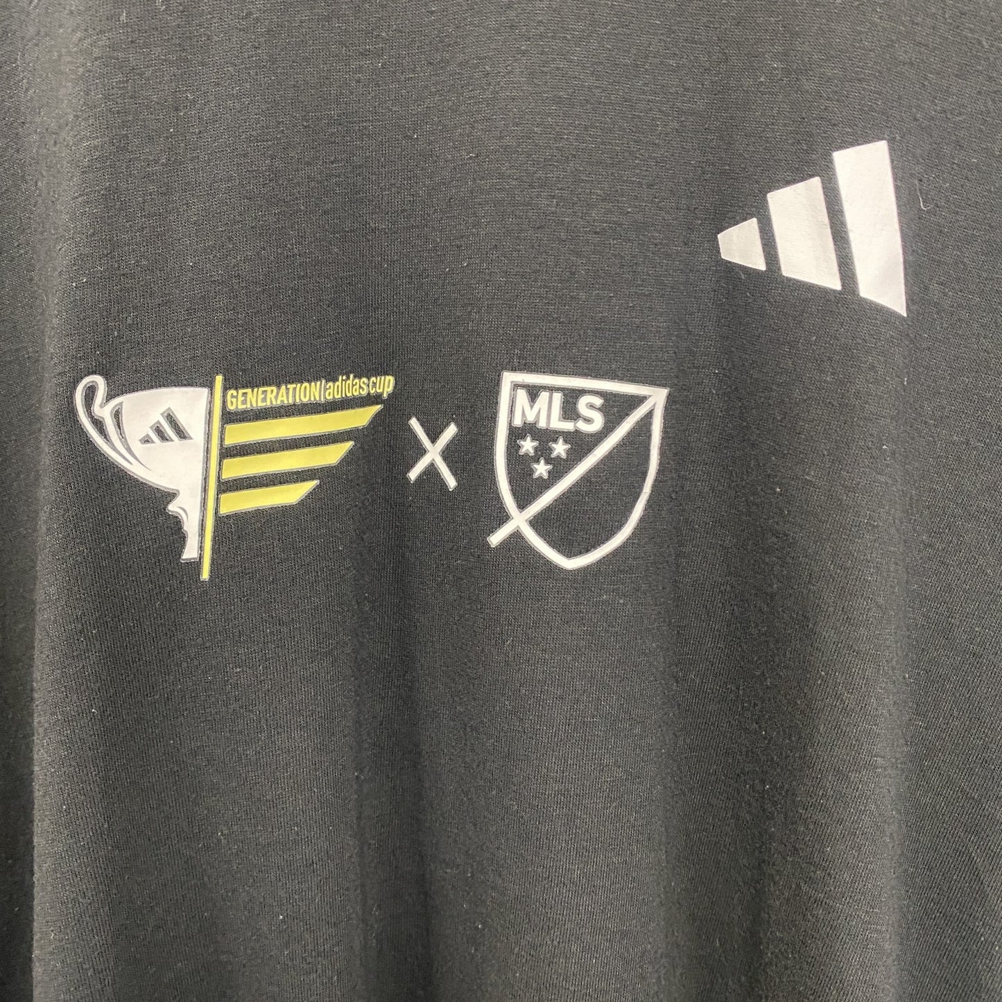 古着 used　Adidas　アディダス　半袖プリントTシャツ　クルーネック　MLS　メジャーリーグサッカー　黒　Ｍサイズ