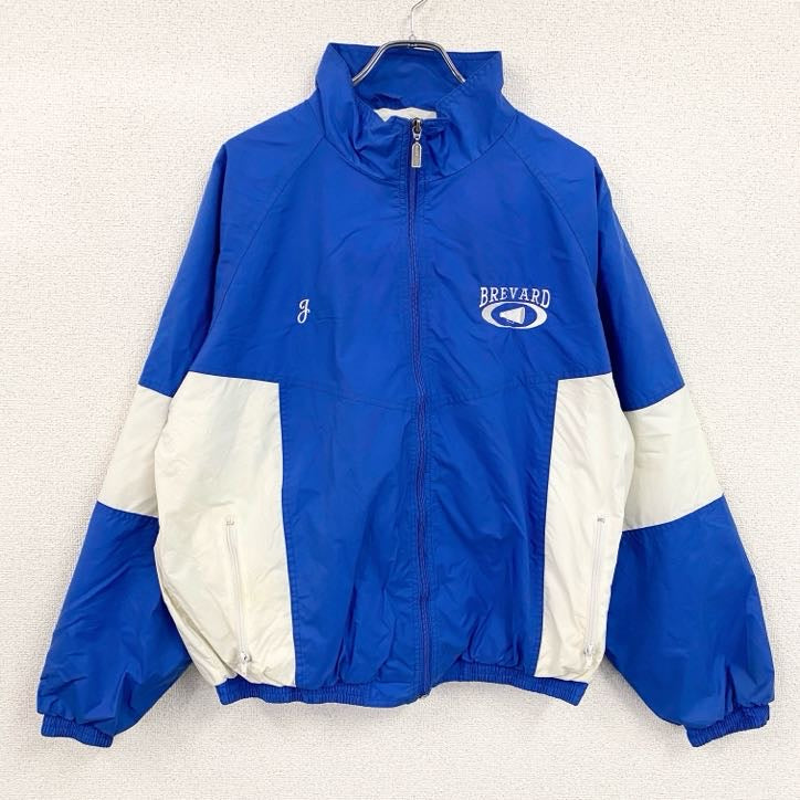 90s　Holloway　フルジップナイロンジャケット　ヴィンテージ　バイカラー　青　ブルー　白　ホワイト　Lサイズ