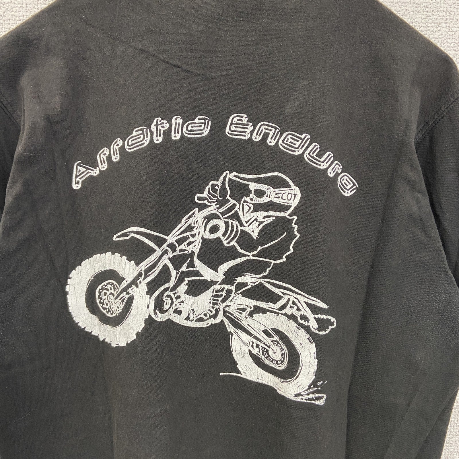 古着 used　JERZEES ジャージーズ　半袖リンガーTシャツ　バックプリント　バイク　黒　ブラック　Mサイズ