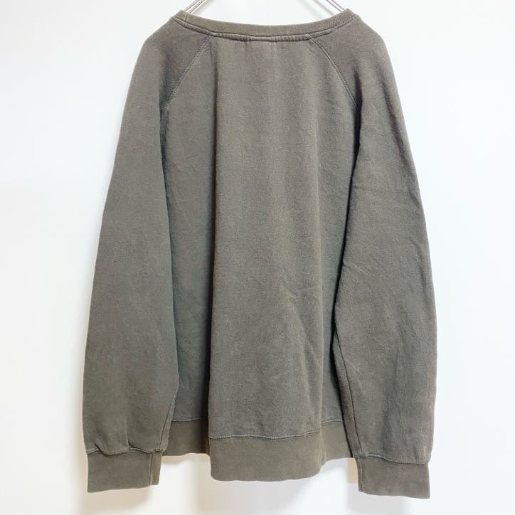 古着 used　長袖プリントスウェット　クルーネックトレーナー　Vガゼット　Indian River　ミシガン州　緑　レトロ