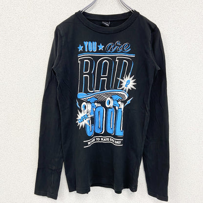 古着 used　chapter young　長袖プリントロングスリーブTシャツ　SKATE スケートボード　黒　ブラック