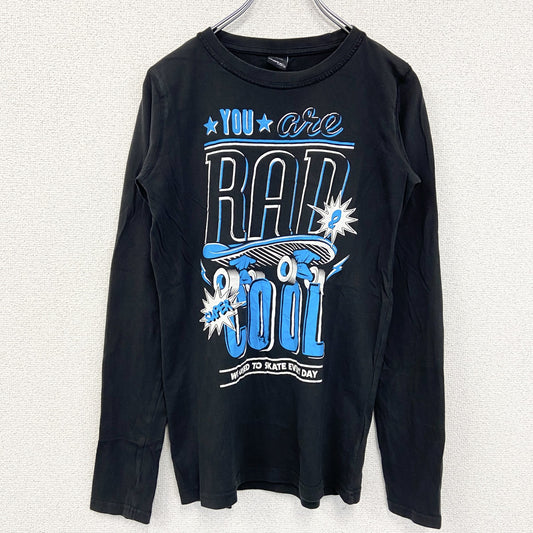 古着 used　chapter young　長袖プリントロングスリーブTシャツ　SKATE スケートボード　黒　ブラック