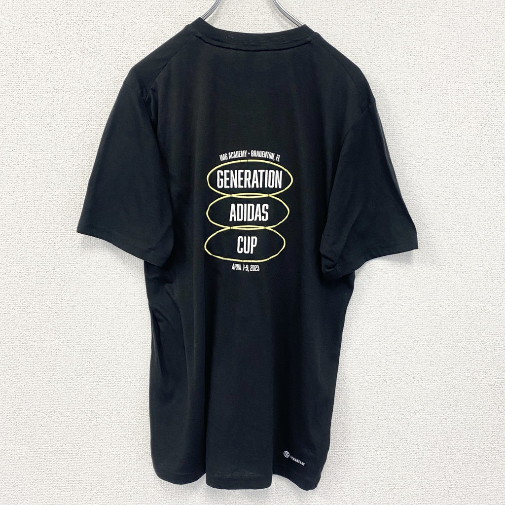 古着 used　Adidas　アディダス　半袖プリントTシャツ　クルーネック　MLS　メジャーリーグサッカー　黒　Ｍサイズ