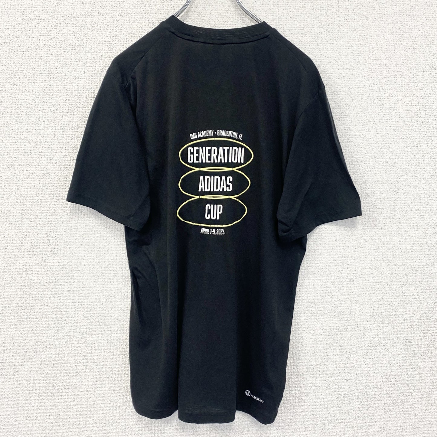 古着 used　Adidas　アディダス　半袖プリントTシャツ　クルーネック　MLS　メジャーリーグサッカー　黒　Ｍサイズ