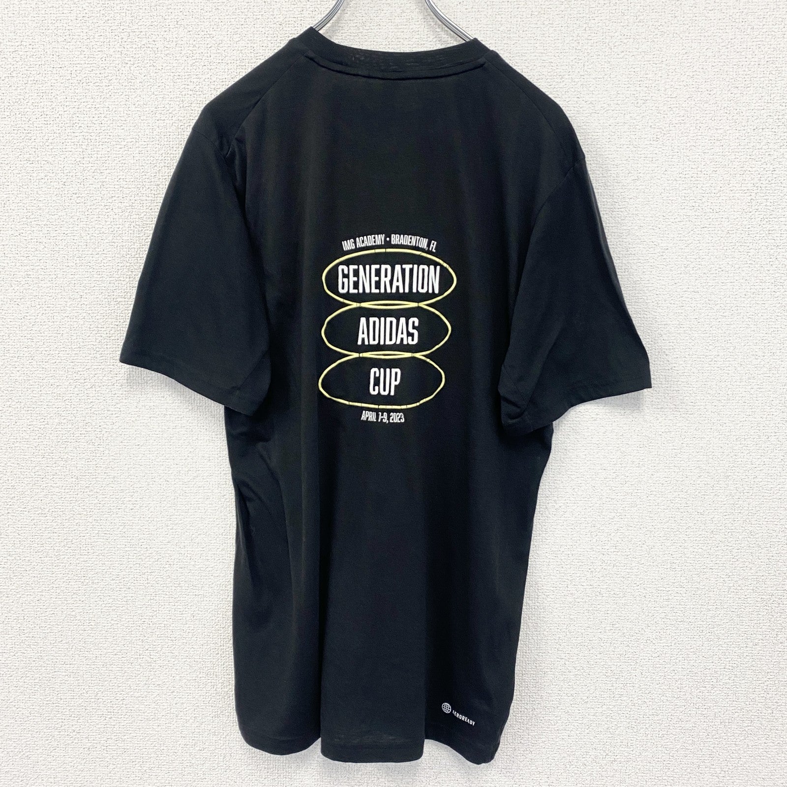 古着 used　Adidas　アディダス　半袖プリントTシャツ　クルーネック　MLS　メジャーリーグサッカー　黒　Ｍサイズ