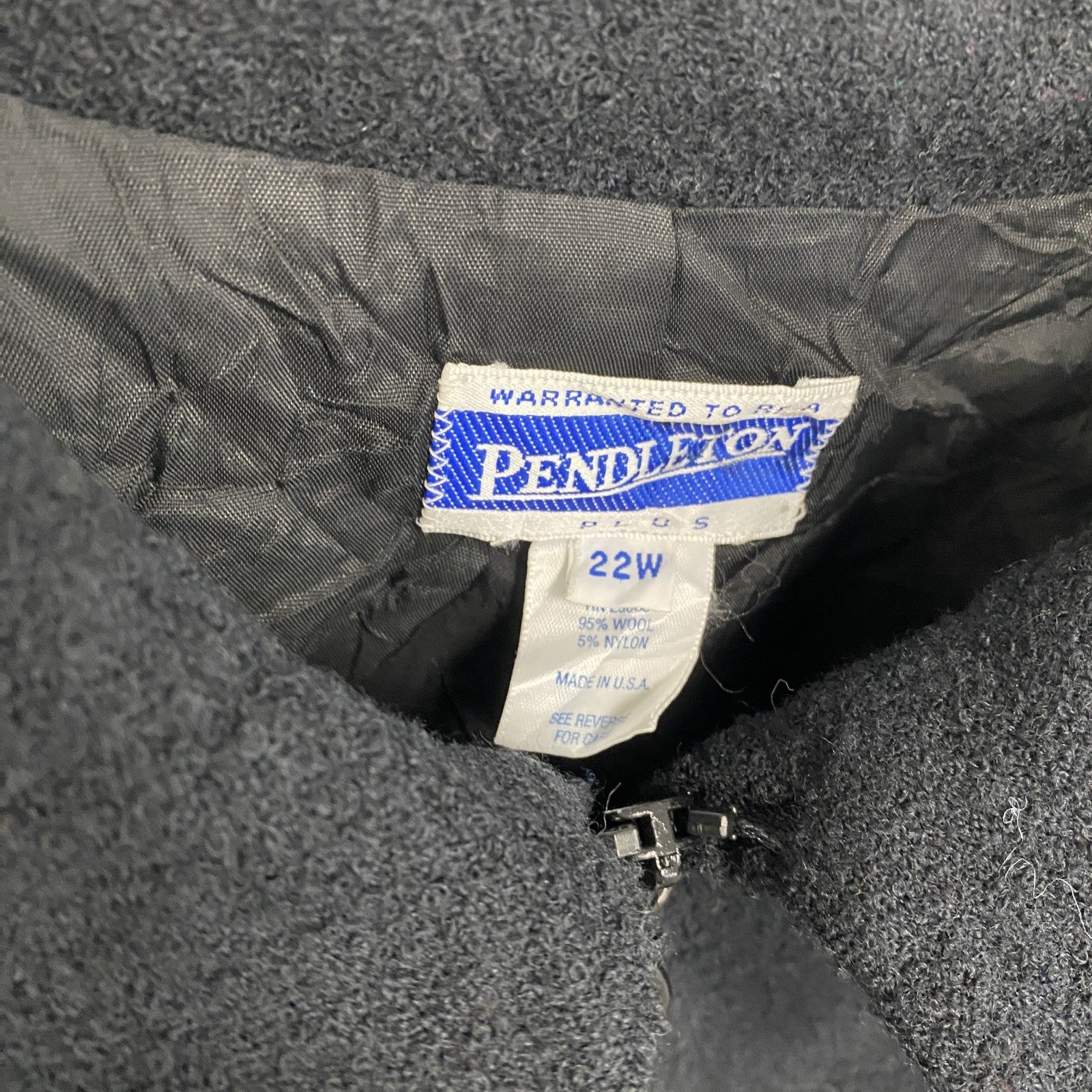 ～00s　PENDELTON　ペンドルトン　フルジップウールブルゾン　ヴィンテージ　黒　ブラック　22サイズ