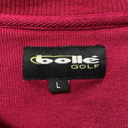 古着 used　bollegolf　長袖Vネックスウェット　トレーナー　ノームコア　ワンポイントロゴ刺　ワインレッド　Lサイズ